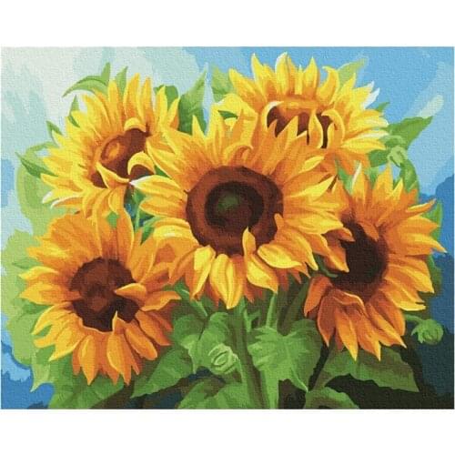 Paint By Numbers for Adults Beginner,DIY Oil Painting on Canvas,Arts Craft for Wall Decor-Sunflower 16 inchX20 inch