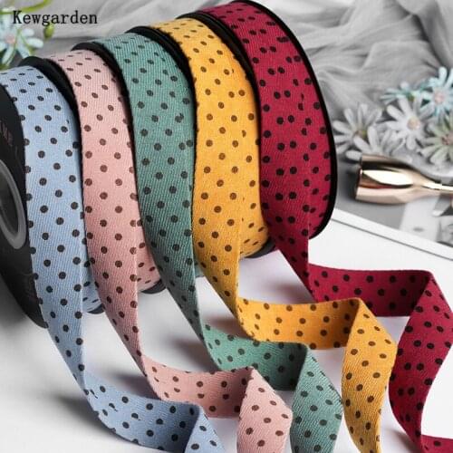 Kewgarden Dot Corduroy Fabric Ribbon 1" 25mm DIY Hair Bow Tie Sewing Accessories Handmade Tape Webbing 10 Yards