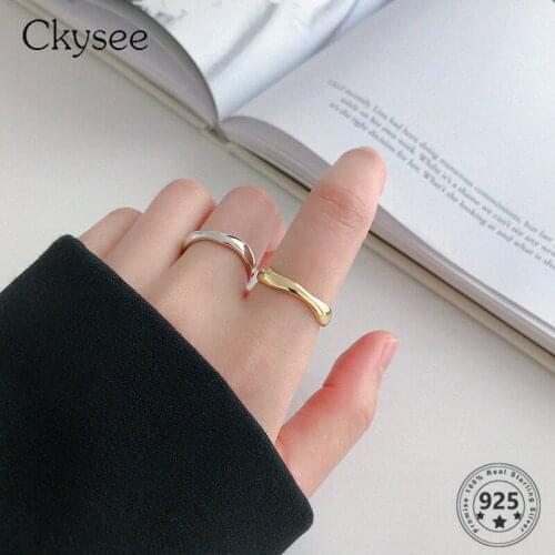 Ckysee 2020 Trend Personality 925 Sterling Silver Ring Korean Wave Lrregular Adjustable Ring Female Original Jewelry