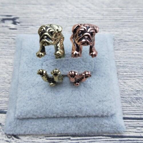 New Vintage Retro Pug Rings Classic Adjustable Pug Rings Women Animal Pet Dog Pug Jewellery