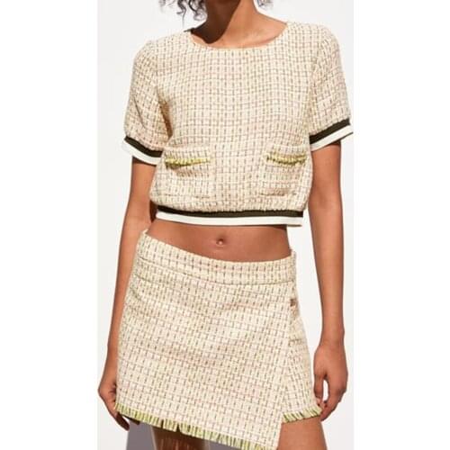 High Waist and Navel T-Jacket Fall 2021 New Soft Wool, Small Fragrance, Round Collar, Short Sleeve