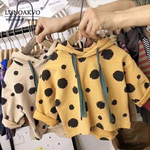 Lunoakvo Toddler Boys Clothes Fall Kids Dot Hoodies Baby Hooded Coat Fashion Tops Korean Style Boys Gilrs Clothes Sweatshirt