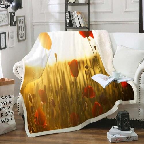 Tuliip Flowers Blanket Nature Floral Throw Blanket Soft Sherpa Fleece Blanket Sunshine Pattern Plush Bed Blanket