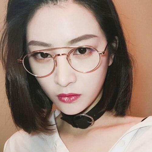 New 2020 vinatge glasses clear Myopia glasses frame retro sunglasses women men double beams oval Star trendy cool sun glasses