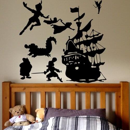 Pirates Ship Wall Decal Cartoon Ship Pirates Hook Wall Sticker Kids Room Teenager Room Decor Vinyl Wallpaper X097