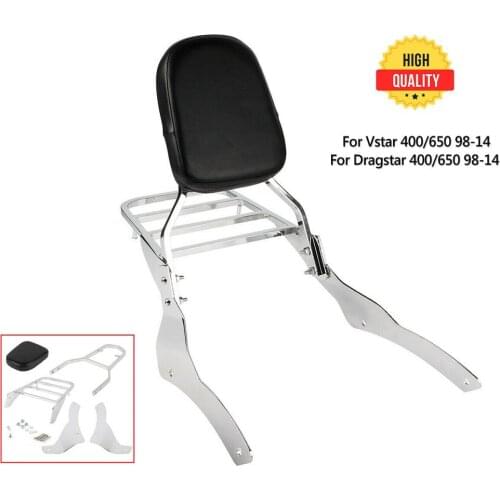 Motorcycle Rear Passenger Backrest Support Trunk Holder Sissy Bar Luggage Rack for Yamaha Vstar 650 Classic 1998 1999-2014