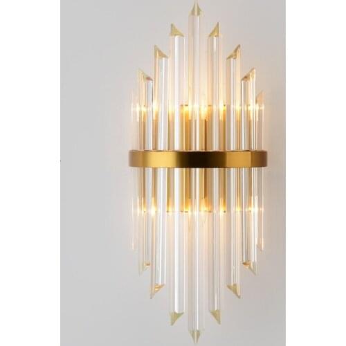 Postmodern crystal wall lamp gold wall sconce lights AC110V 220V fashion luxury lustre living room bedroom light fixtures