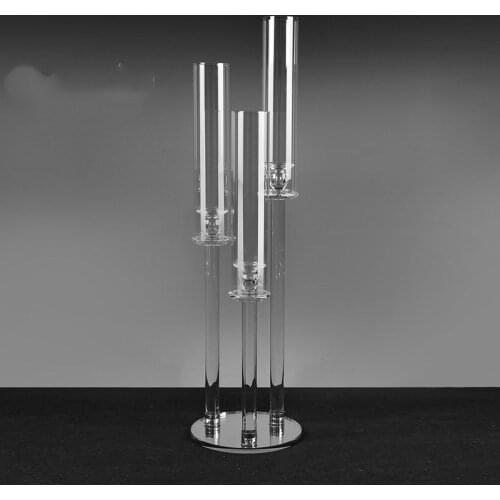 Clear acrylic crystal Roman pillar candle holder table centerpiece wedding deco walkway stand senyu2603