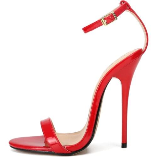 Stilettos Sandals Summer shoes woman sexy 13cm Thin High-Heeled Crossdresser Buckle Pumps Exegang zapatos mujer Plus:37- 49 50