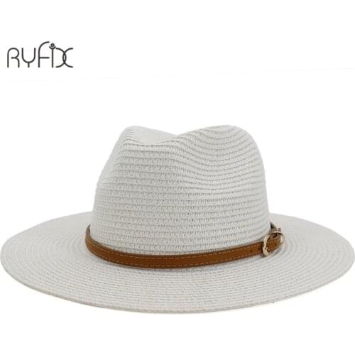 Summer Hats For Women Men Broad Brimmed Straw Hat Belt Buckle Panama Hat Sunhat Chapeau Femme Male Female Jazz CAP HA190