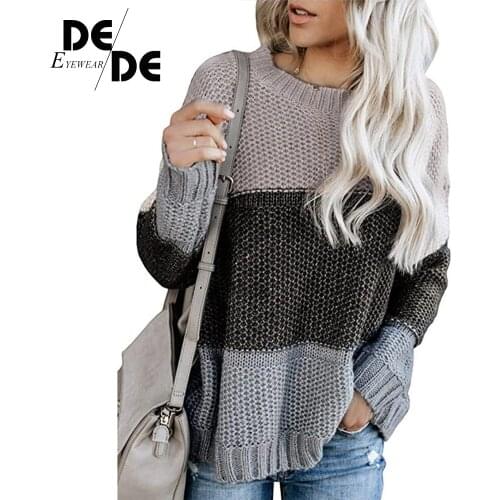 O-neck Sweater Vintage Pullover Rainbow Sweaters Female Fashion Casual Basic Jumper Woman Women Winter Striped Knitted