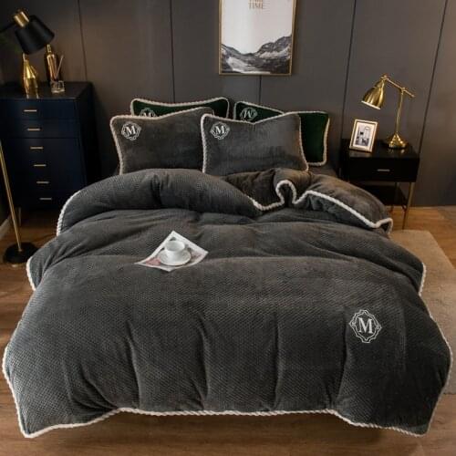 Dark Gray Solid Color Quilt Cover Home Textiles Flannel Bebe Quilt Cover Thick Bedding Winter Warm Quilt Cover