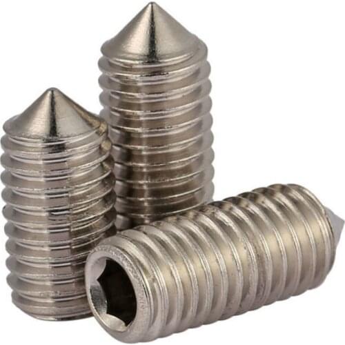 50Pcs DIN914 M3 M4 M5 304 Stainless Steel Grub Screws Cone Point Hexagon Hex Socket Set Screws