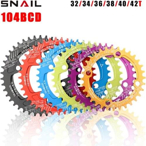 SNAILBicycle single sprocket 96BCD/104BCD wide and narrow tooth round disc/oval disc 32T/34T/36T/38T bicycle sprocket
