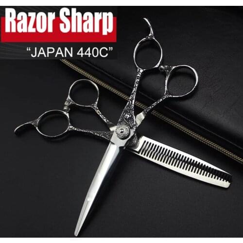 JAPAN 440C Barber scissors shop tools hairdressing scissors hair professiona hair cutting thinning scissors hair salon shears