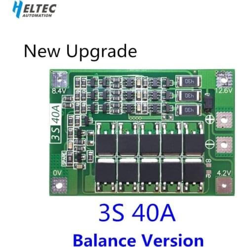 3S 40A BMS 11.1V 12.6V 18650 lithium battery protection Board with balanced Version for drill 40A current