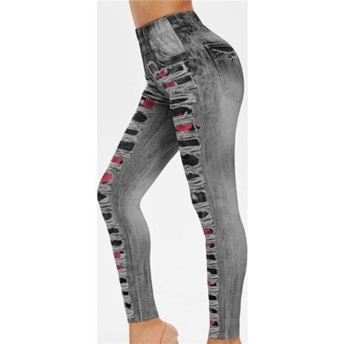 New Women Sexy Push Up Seamless High Waist Warm Jeans Leggings Women Spring Elastic Faux Denim Jeggings Pants Legging