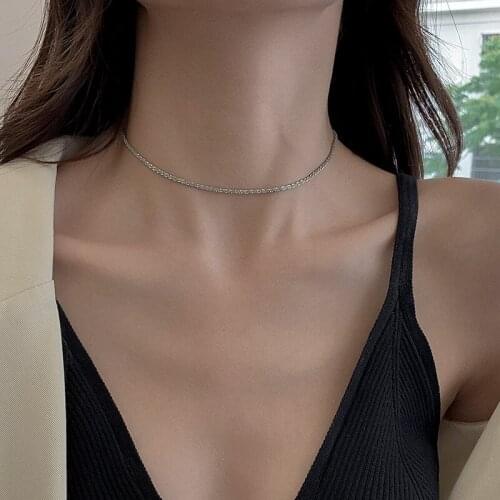 2021 Simple Choker Stainless Steel Necklace Casual Necklace for Women Cute Collier Femme Grunge Chains Jewelry