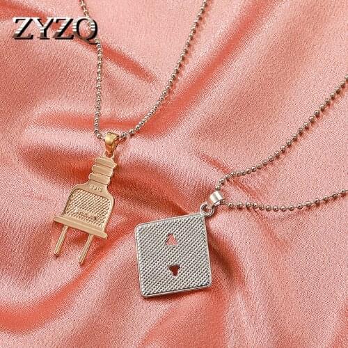 ZYZQ Creative Hip Hop Plug Socket Pendant Necklace for Women Men Punk Personality Goth Street Parties Wear Jewelry Gifts