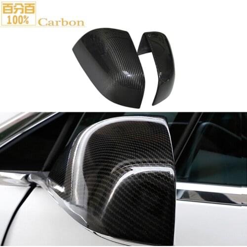 1 Pair Glossy Black Waterproof Real Carbon Fiber Car Mirror Covers Car Rearview Mirror Cover For Tesla Model X Suv