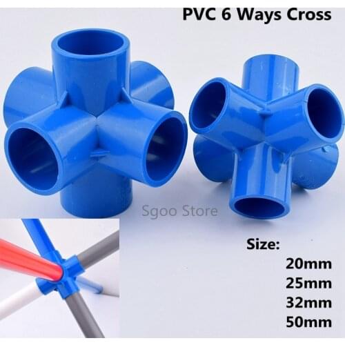 2-10Pcs 6 Ways Cross Irrigation Tube Fruits Hydroponic Frame Connectors PVC Pipe Three-dimensional Joint Aquarium Fittings DIY