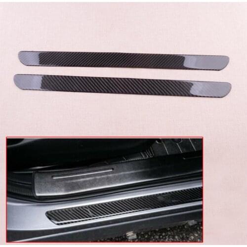 2Pcs/Set Universal Car Middle Size Black Carbon Fiber Car Scuff Plate Door Sill Cover Panel Step Protector Guard Accessories