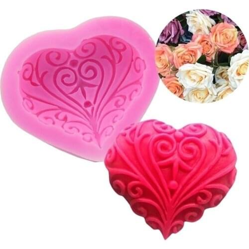 3D Love Roses Heart-shaped Silicone Mold Fondant Cake Mold Baking Desert Cake Decorating Accessories
