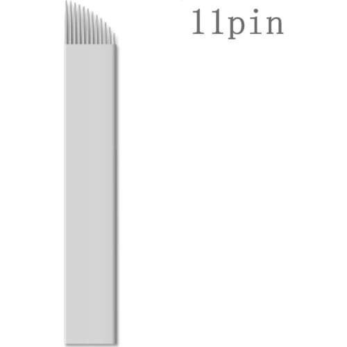 50 PCS 11 Pin Tattoo Needles Permanent Makeup Eyebrow Embroidery Blade For 3D Microblading Manual Tattoo Pen