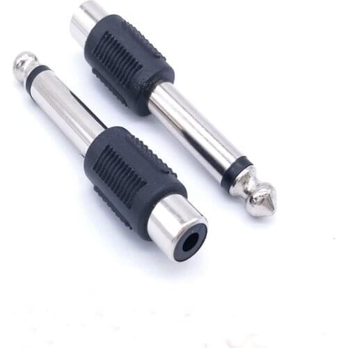 50Pcs 6.35mm 1/4" Mono Stereo Male Jack to RCA Female Plug Audio Adapter Connector TS For Home KTV Use