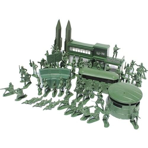 56pcs Plastic Playset Toy 5cm Soldiers Army Figures & Accessories