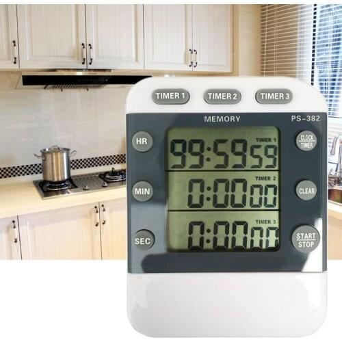 99 Hours 12/24 hour Memory Timer Countdown Reminder 3 Channel Sports Kitchen Timer Count down Timer 3 Groups Timer
