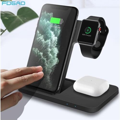 Qi 3 in 1 Wireless Charging Station For iPhone 12 11 XS XR X 8 AirPods Pro iWatch 15W Qi Fast Charger for Apple Watch SE 6 5 4 3