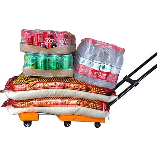 Silent flatbed trailer, folding trolley, supermarket trolley, plastic flatbed trailer Load bearing 400kg 6 wheels