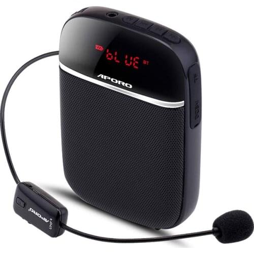 APORO T3 Bluetooth Speaker FM Radio TF Card Music Player With UHF Wireless Microphone Noise Reduction Mini HiFi Voice Amplifier