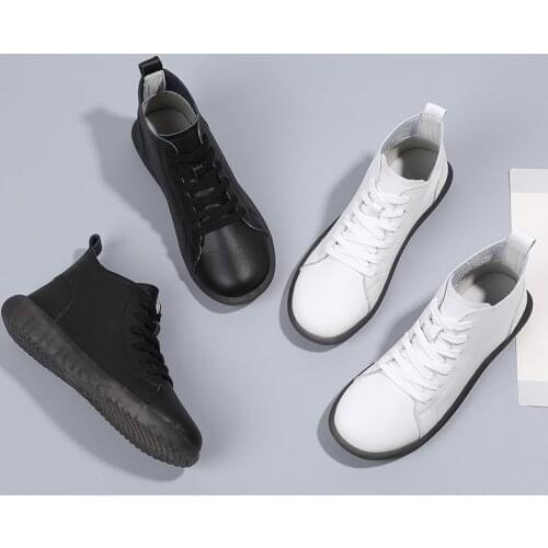 Tilocow Women Genuine Leather Sport Boots for Lace Up Soft Bottom Motorcycle Ladies Boot Shoes Woman Flat with Zapatos De Mujer