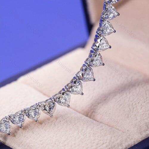 18mm Heart Shape 925 Sterling Silver Charm Bracelets 1 Carat White Moissanite Gemstone Women Gift Party OEM ODM Customized Logo