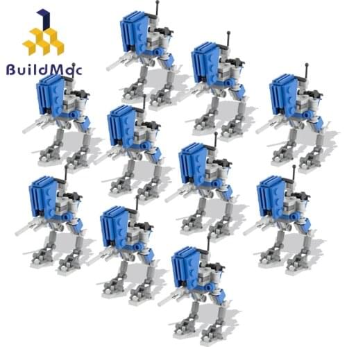 BuildMOC Space Wars Clone Wars MOC AT-RT Robot Figures Military Battle Droid Sets Weapons Walker Model Building Blocks Toys