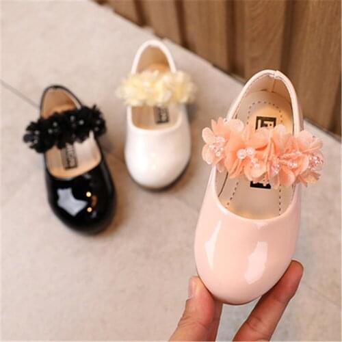 Childrens Casual Shoes for Girls Shoes Kids Leather Flats PU Flowers Leather Oxfords British Design Lace-up Snekaers for Formal