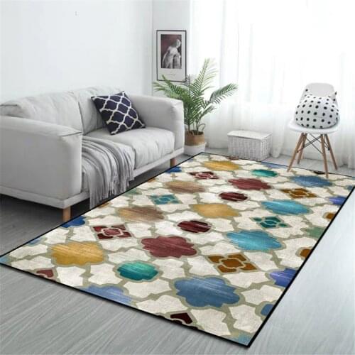 Europe Morocco Style Colorful Geometric Printed Carpet Mats For Living Room Home Decor Modern Anti-slip Carpet Bedroom Kitchen
