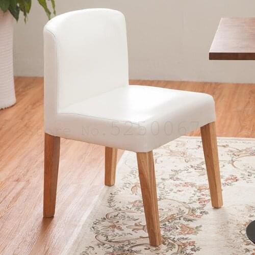 European solid wood leather computer chair home dining chair low back fashion simple furniture chair