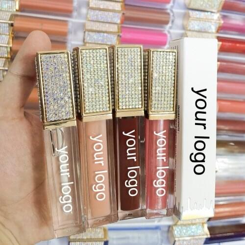Private Label Diamond Glitter Shiny Lip Gloss Matte Liquid Lipstick Cosmetics Makeup Lipgloss Base Vegan Lip Gloss Custom Logo