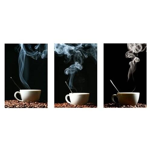 3 Piece Modern Kitchen Canvas Paintings Hot Coffee Wall Art Oil Painting for Dinning Room Home Decorative Pictures for Kitchen