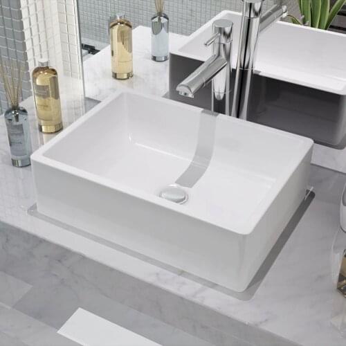 Bathroom Sink Ceramic Countertop Rectange Luxury Basin Vessel for Everyday Bathroom Interior Design 41x30x12 cm