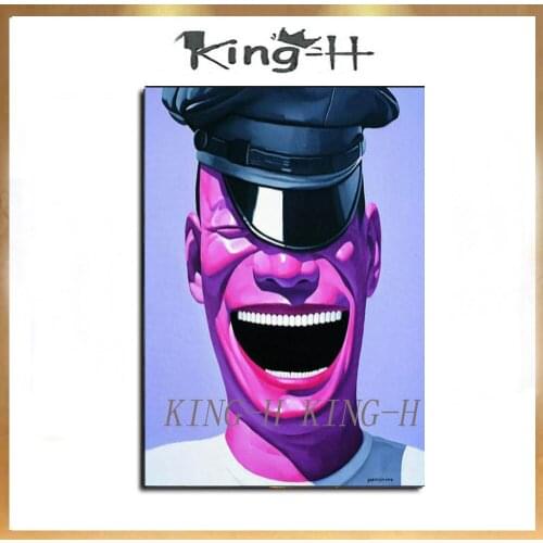 Chinese painter hand painted figures big mouth with a hat pop art of oil painting on canvas is suitable for the bedroom decorate