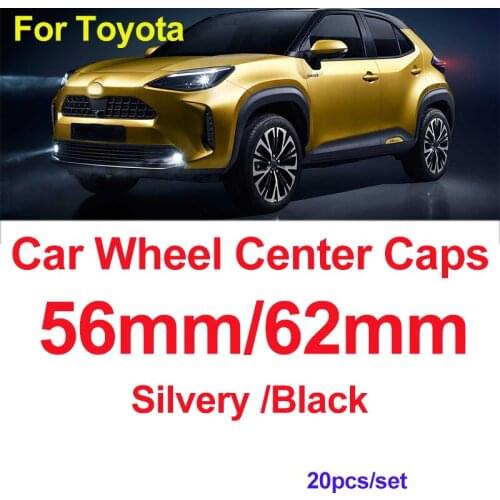 20pcs 56mm 62mm Black/silvery Car Wheel Hub Center Caps Rims Covers for Carolla Camry Reiz Sienna Prius Land Cruiser Car Styling