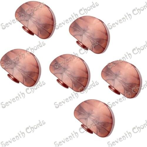 6 Pcs Plastic Guitar Tuning Pegs Tuners Machine Heads Replacement Buttons Knobs Handle Cap Tip - Coffee Pearloid KFDBY--LH-6