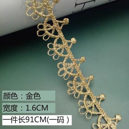 5 Meters 16mm Width Flower Gold Floral Lace Accessories Fine Lace Trim Ribbon Hot Sale