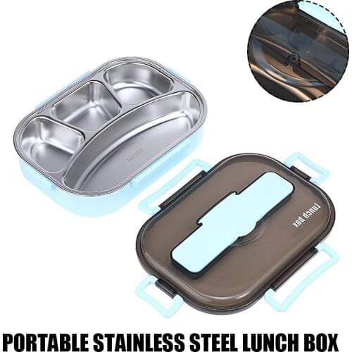 Stainless Steel Lunch Box Food Container Thermal Lunchbox For Office School Kids Food Box with Chopsticks & Spoon