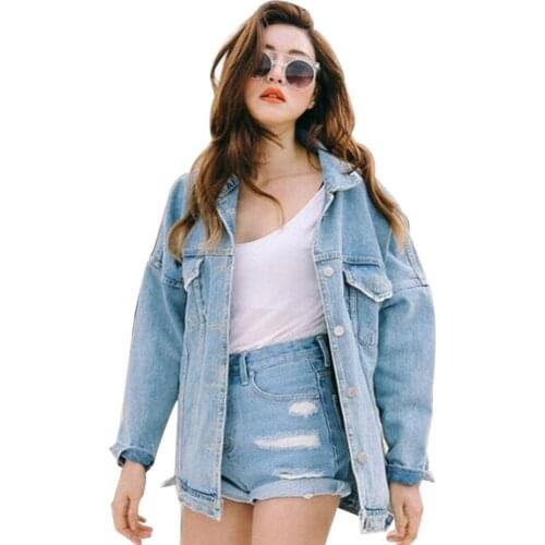 80% Hot Sell Casual Women\s Retro Boyfriend Oversized Denim Jacket Loose Jeans Coat Outwear