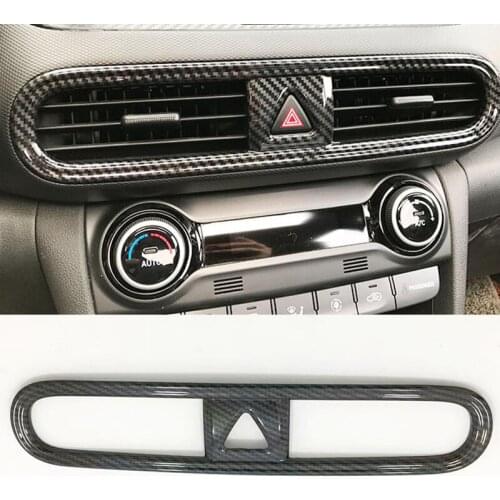 For Hyundai Kona Encino 2018 2019 ABS Matte and Carbon fibre Car middle air outlet Decoration Cover Trim Car Styling Accessories